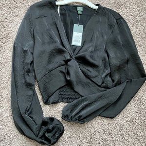 Target Wild Fable Black Long Sleeve Crop